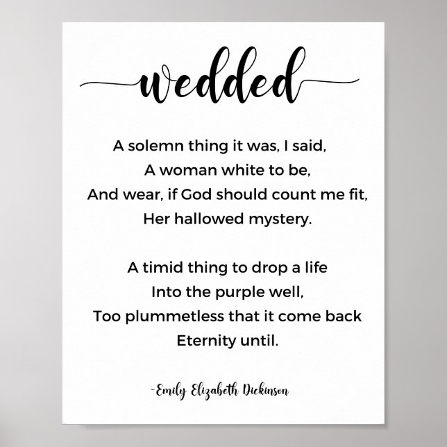 Hochzeitgedicht von Emily Elizabeth Dickinson Post Poster (Vorne)