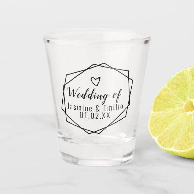 Hochzeitgeometrische Logokombinationen Name Shotgl Schnapsglas (Vorderseite)