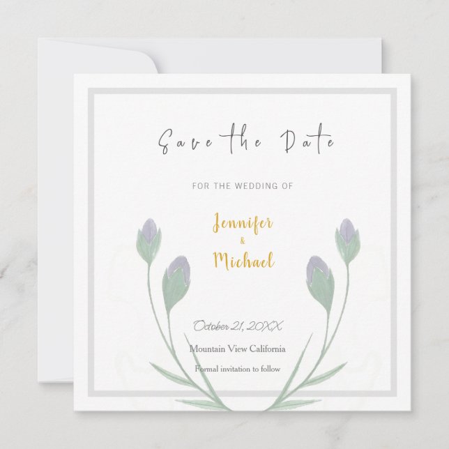 HochzeitGold-Farbkalligraphie-Skript Save the Date (Vorderseite)