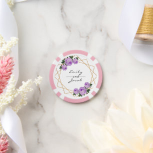 HochzeitGold Glitzer Geo Lila Blumenbezeichnungen Pokerchips