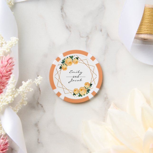 HochzeitGold Glitzer Geo Orange Blumenbezeichnunge Pokerchips (Hochzeit)