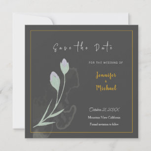HochzeitGold Gray Calligrapy Blume Save the Date Einladung
