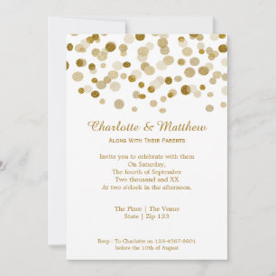 HochzeitGold Imitate Glitzer Dots Einladung