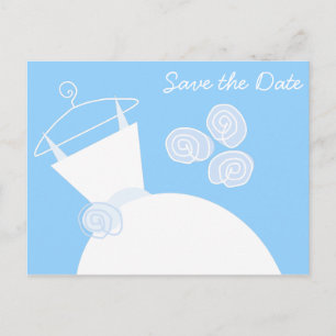 Hochzeitgown Blau Save the Date horizontal Ankündigungspostkarte