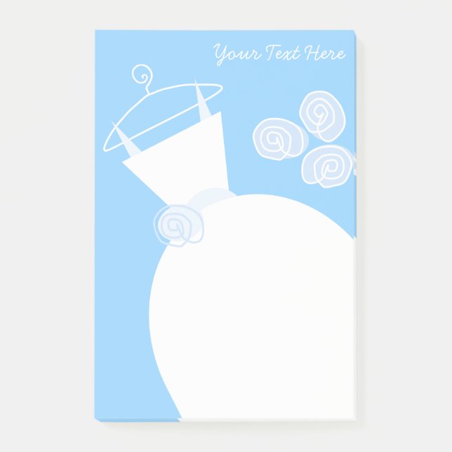 Hochzeitgown-Blauer Text Post-it Klebezettel (Vorderseite)