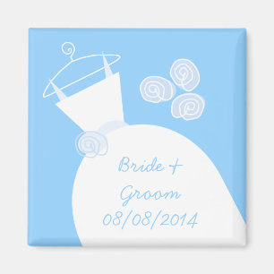 Hochzeitgown Blue 'Name und Datum' Magnet