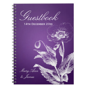 Hochzeitguestbook-Mohnblume lila Notizblock