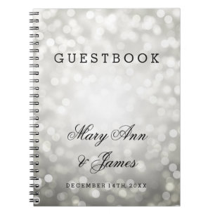 Hochzeitguestbook-Silber-Glitzer-Lichter Notizblock