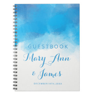Hochzeitguestbook-Sommer-Blau-Aquarell Notizblock