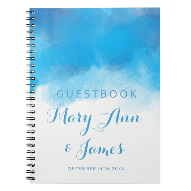 Hochzeitguestbook-Sommer-Blau-Aquarell Notizblock (Vorderseite)