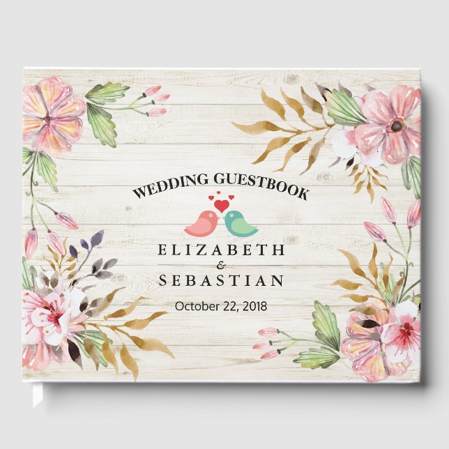 Hochzeitguestbook Wasserfarben Blume Rustikales Ho Gästebuch (Vorderseite)