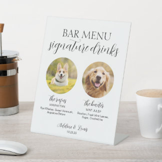 Hochzeithund-Signatur Drink Pedestal Schild 8x10
