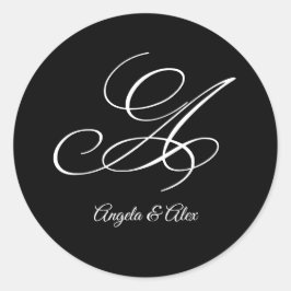 Hochzeitkalligrafie Extravaganter Letter A Monogra Runder Aufkleber
