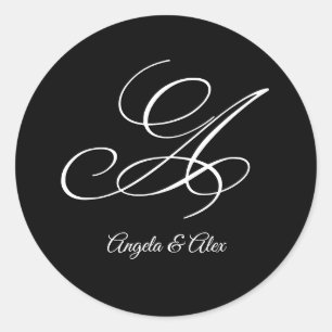 Hochzeitkalligrafie Extravaganter Letter A Monogra Runder Aufkleber