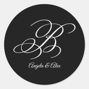 Hochzeitkalligrafie Extravaganter Letter B Monogra Runder Aufkleber