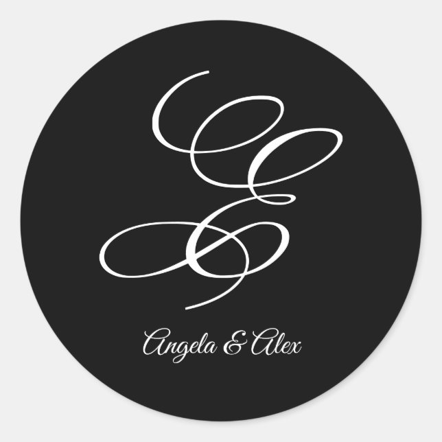 Hochzeitkalligrafie Extravaganter Letter E Monogra Runder Aufkleber (Vorderseite)