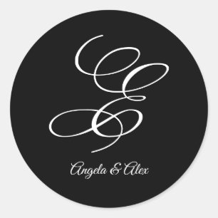 Hochzeitkalligrafie Extravaganter Letter E Monogra Runder Aufkleber