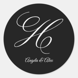 Hochzeitkalligrafie Extravaganter Letter H Monogra Runder Aufkleber
