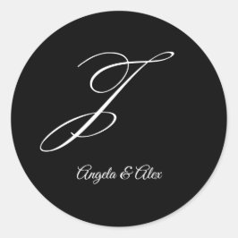 Hochzeitkalligrafie Extravaganter Letter J Monogra Runder Aufkleber