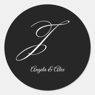 Hochzeitkalligrafie Extravaganter Letter J Monogra Runder Aufkleber