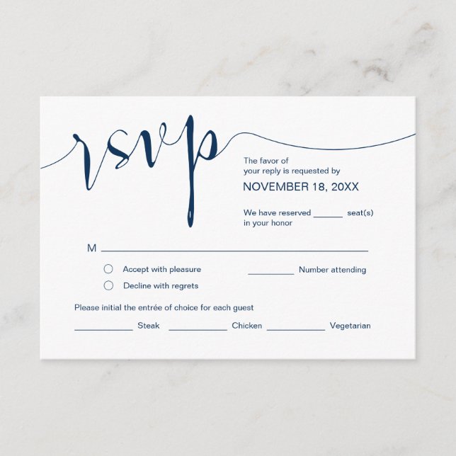 Hochzeitkalligrafie, Simple Navy Blue, UAWG Begleitkarte (Vorderseite)