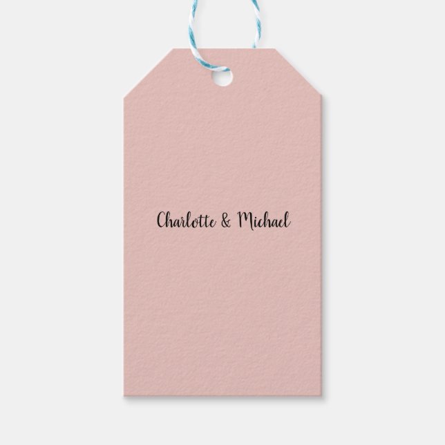 Hochzeitkalligraphie Elegante Rose Gold Schlichter Geschenkanhänger (Vorderseite)