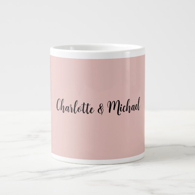 Hochzeitkalligraphie Elegante Rose Gold Schlichter Jumbo-Tasse (Vorderseite)
