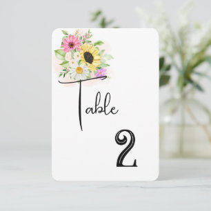 Hochzeitkarte für die Tischnummer