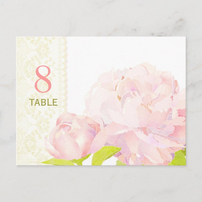 Hochzeitkarte für Wasserfarben-Tischnummer Postkarte (Vorderseite)