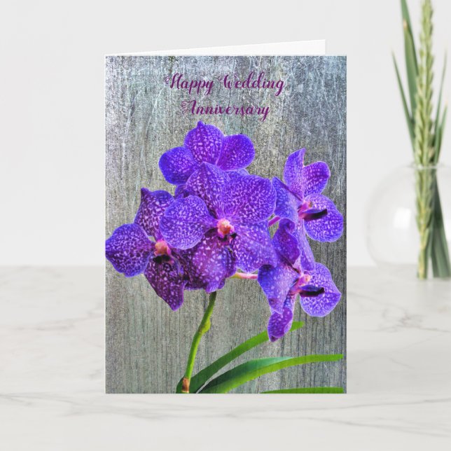 Hochzeitkarte mit Lila Orchideen Karte (Vorderseite)