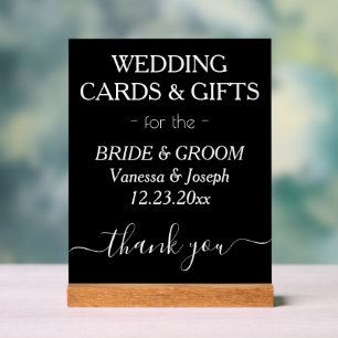 Hochzeitkarten Schwarz-weiße NAMES Typografie Acrylschild