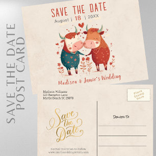 Hochzeitkühe Save the Date Postkarte