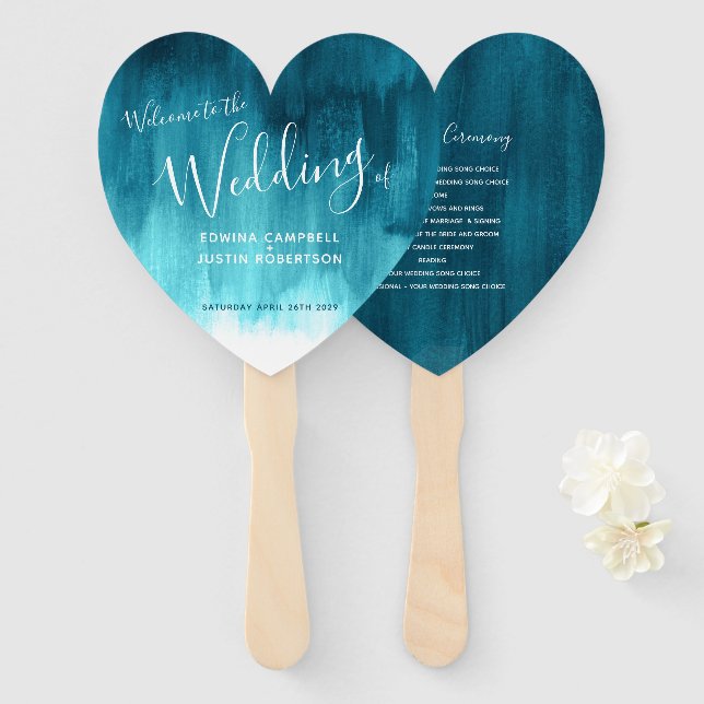 Hochzeitliche aquamarine Wassergymnastik-Fans Fächer (Vorne und Hinten)