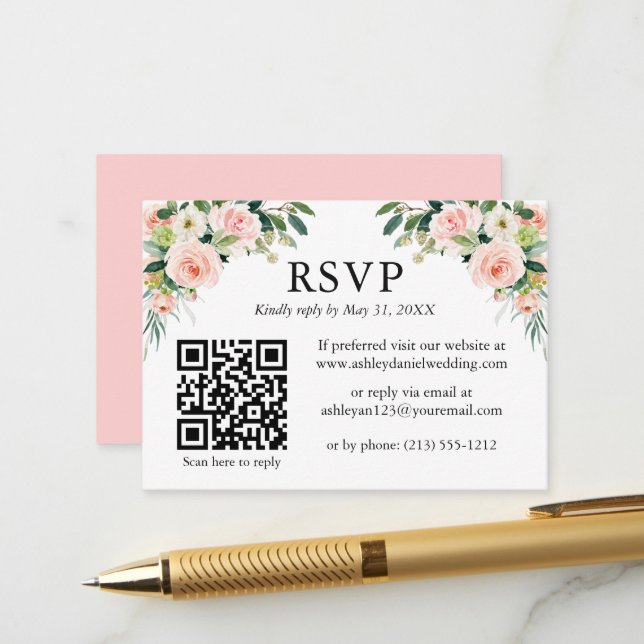 Hochzeitliche Aquarellfarbe Rosa UAWG Begleitkarte (Vorderseite/Rückseite Beispiel)