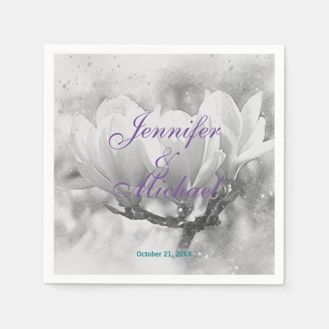 Hochzeitliche Berufliche klassische Blumenkalligra Serviette (Vorderseite)