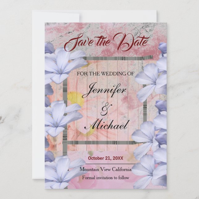 Hochzeitliche Berufliche klassische Rose Save The Date (Vorderseite)