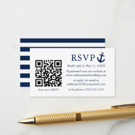 Hochzeitliche blaue Anker-UAWG QR gestreift Begleitkarte