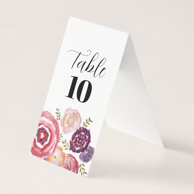 Hochzeitliche Blume Malen Tischnummer (Vorderseite)