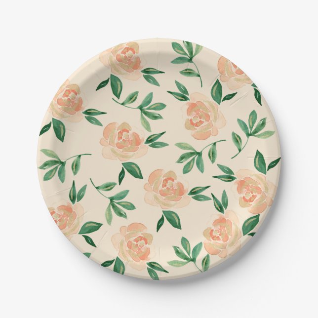 Hochzeitliche Blume Pappteller (Vorderseite)