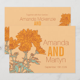 Hochzeitliche Chrysanthemumorange Hochzeit im Herb Einladung