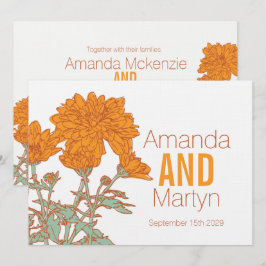 Hochzeitliche Chrysanthemumorange Hochzeit im Herb Einladung