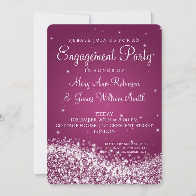 Hochzeitliche Engagement Party glänzen Welle rosa Einladung (Vorderseite)