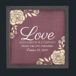 Hochzeitliche Geschenkboxen Moderne Goldene Rose B Kiste<br><div class="desc">Moderne Vorlagen der Hochzeitssonne - Moderne,  wunderschöne Rose aus Golden Foil und Vintager Burgunder Roter Hintergrund. Ein perfektes Design für Ihren großen Tag. Alle Textstile,  Farben,  Größen können an Ihre Bedürfnisse angepasst werden!</div>
