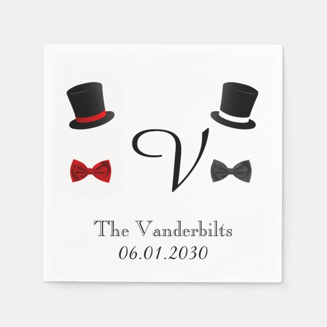 Hochzeitliche Hochzeit der Gay Monogram Hats and B Serviette (Vorderseite)