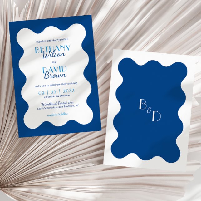 Hochzeitliche Hochzeit der Monografie des Blue Wav Einladung (Von Creator hochgeladen)