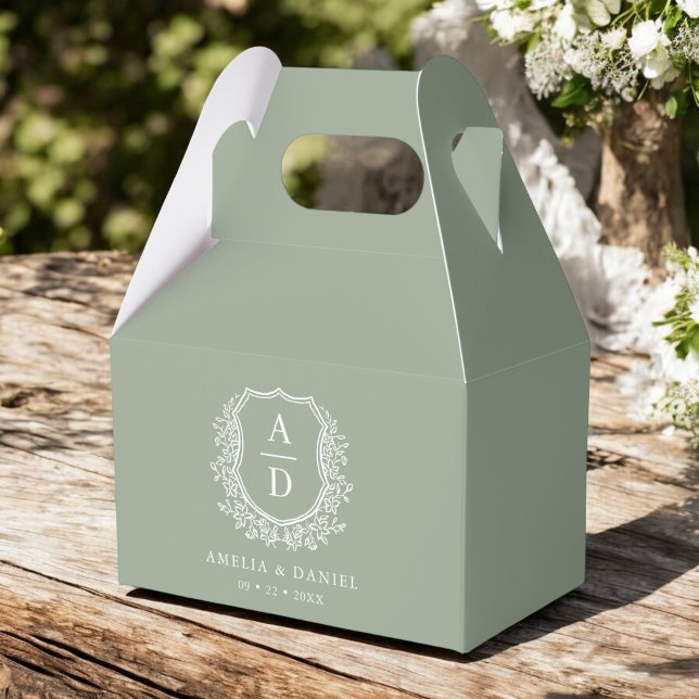 Hochzeitliche Hochzeit des grünen Wappen Floral Mo Geschenkschachtel (Von Creator hochgeladen)