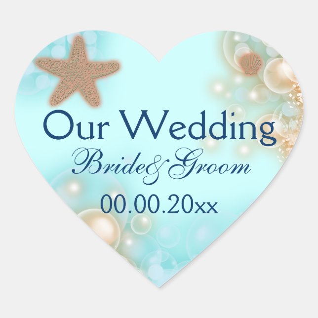 Hochzeitliche Hochzeit in der Blauen Mandarine Ver Herz-Aufkleber (Vorderseite)