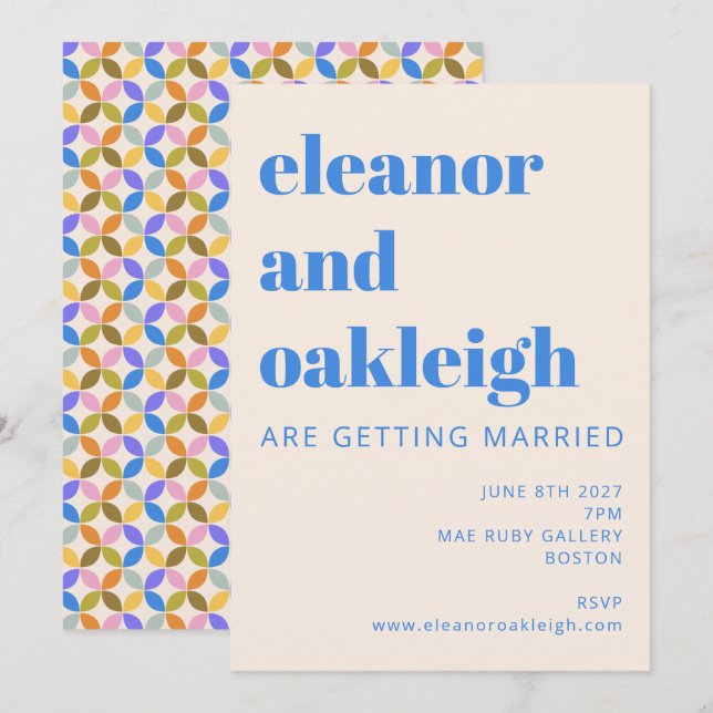 Hochzeitliche Hochzeit mit moderner geometrischer  Einladung (Vorne/Hinten)
