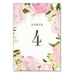 Hochzeitliche Hochzeit von Aquarellblütenpink Tischnummer