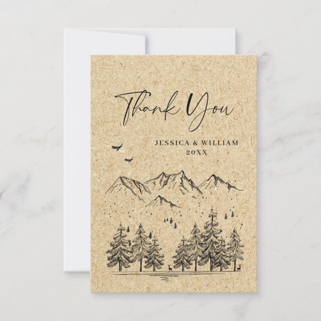 Hochzeitliche Hochzeit von Kraft-Papier Dankeskarte (Vorderseite)